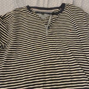 Long sleeve blue and white stripped shirt